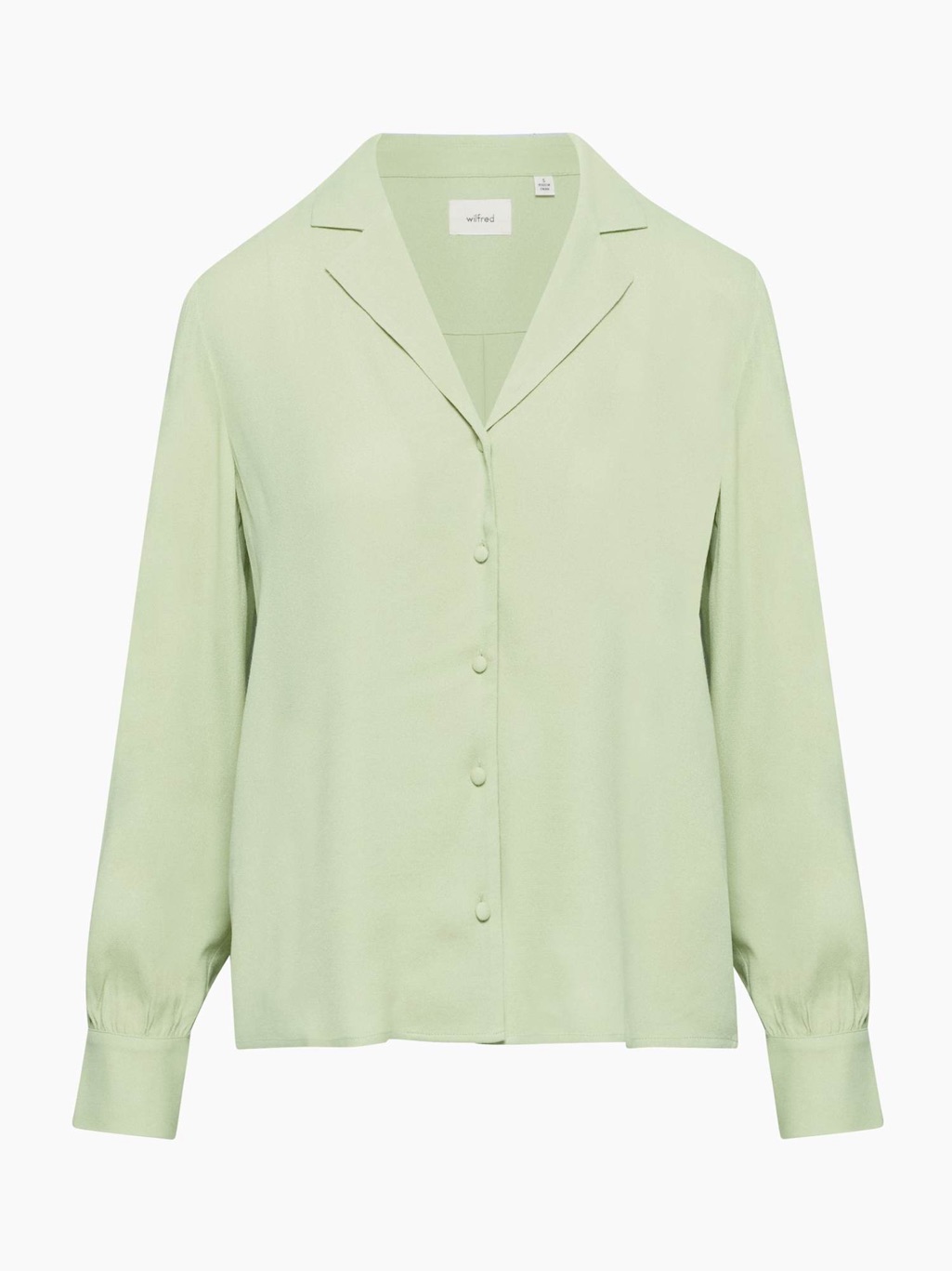Aritzia Wilfred Tulum Blouse Button-Down Long Sleeve Shirt In Pastel Sage Green